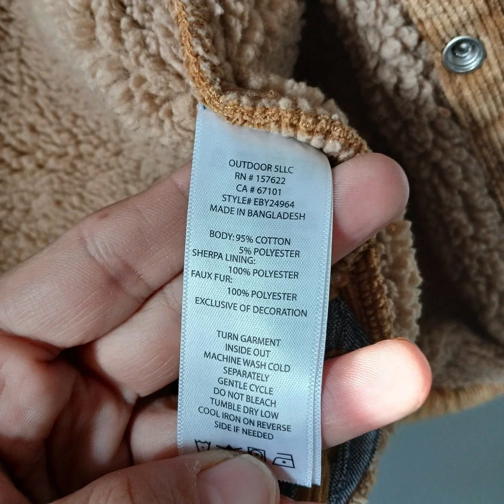 Eddie Bauer Boys 3t Jacket Corduroy Long Sleeve‎ Sherpa Lined Button up Tan - Picture 10 of 13